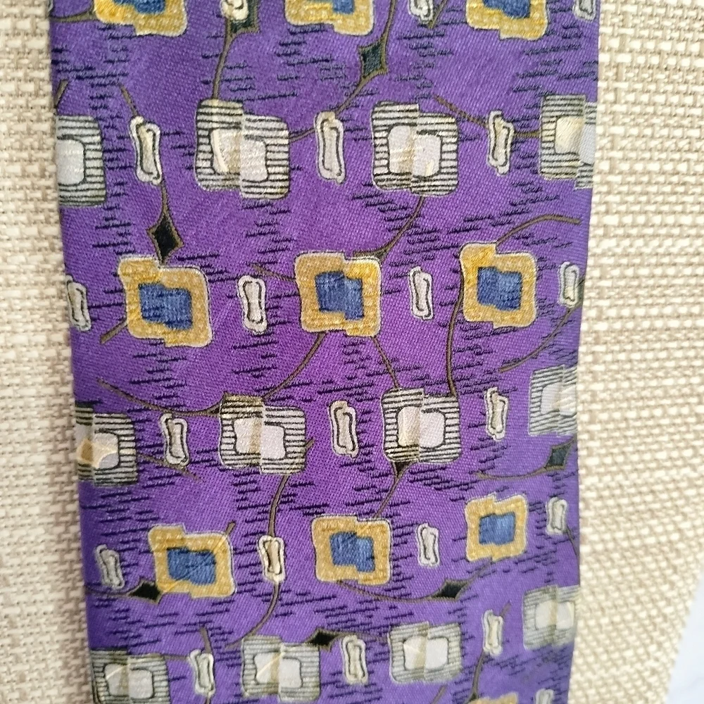 Robert Talbott Best of Class Necktie Tie Silk Geometric Square Handmade Purple T